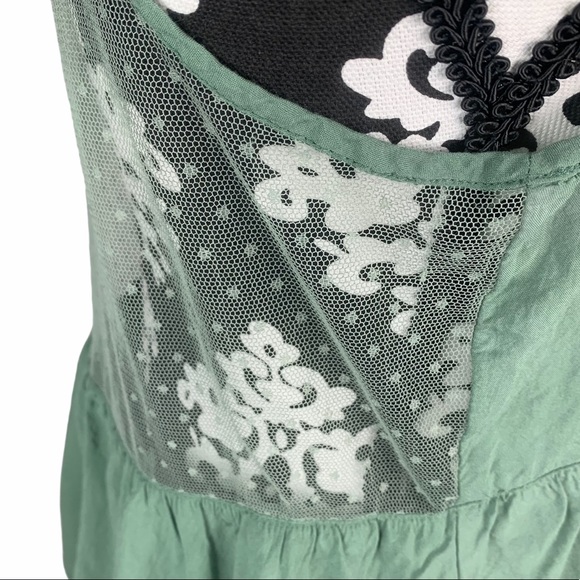 🍀Forever21 Top Peplum Green Mesh Back Sleeveless - Picture 7 of 8